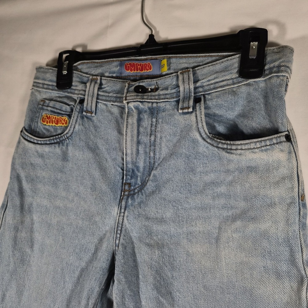 Empyre Denim Jorts Shorts Mens 27 Light Wash Baggy Y2K Skater Streetwear Raw Hem